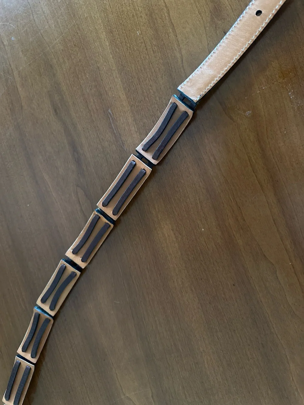 Brighton Genuine Leather Hair-On Hide Patchwork Belt Western Boho Brown Sz M 30